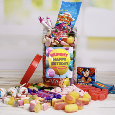 Hampers and Gifts to the UK - Send the Happy Birthday Retro Sweet Jar